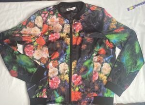 JUSTFAB Women’s Satin-Type Colorful Lined Jacket Size Medium Vintage